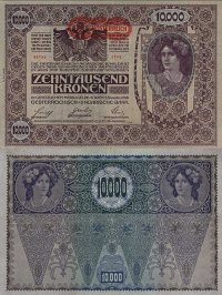 *10 000 Kronen Rakúsko 1919, pretlač P66 F - Kliknutím na obrázok zatvorte -